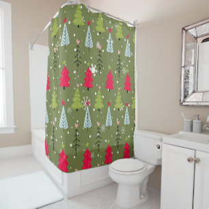 Classic Vintage Holiday Pattern-Christmas Tree (5) Shower Curtain