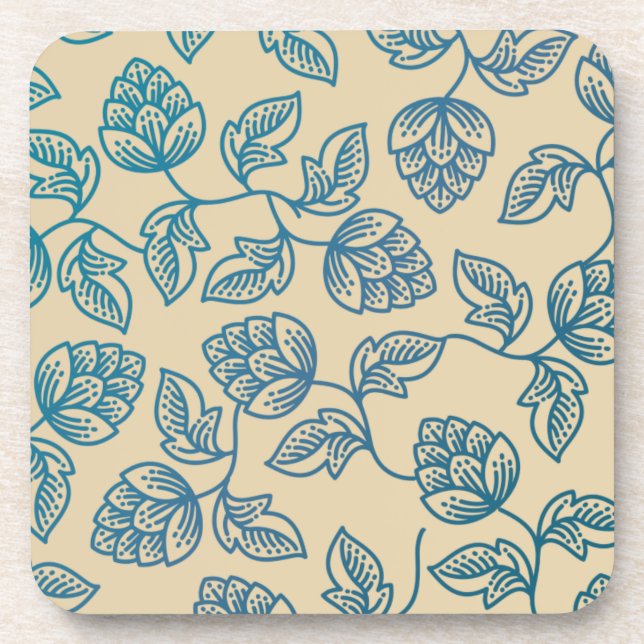Classic Vintage Hop Leaves Pattern Coaster (Front)