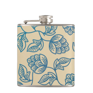 Classic Vintage Hop Leaves Pattern Hip Flask