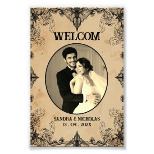 Classic vintage horror Gothic Wedding Welcome Sign