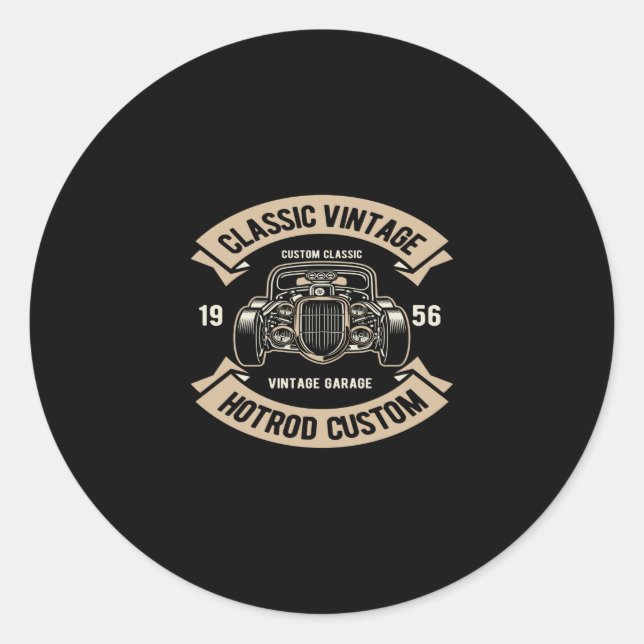 classic vintage hot rod custom classic round sticker (Front)