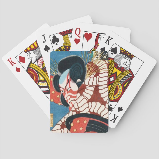 Classic vintage japanese kabuki samurai Utagawa Playing Cards (Back)
