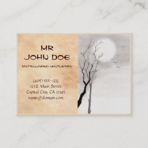 Classic vintage japanese night moon scenery sumi-e business card