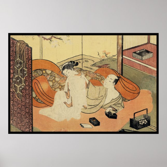 Classic vintage japanese ukiyo-e oiran art poster (Front)