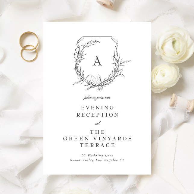 classic vintage monogram crest Wedding Reception Enclosure Card (Creator Uploaded)
