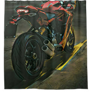 classic vintage motorcycle gift shower curtain