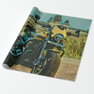 classic vintage motorcycle gift wrapping paper
