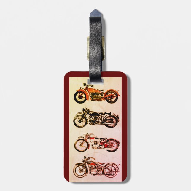 CLASSIC VINTAGE MOTORCYCLES LUGGAGE TAG (Back Vertical)