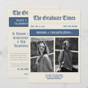 Classic Vintage Newspaper style graduation 2026 Invitation