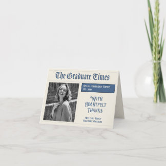 Classic Vintage Newspaper style graduation 2026 Thank You Card