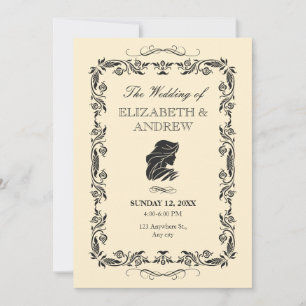 Classic vintage ornate Wedding invitation