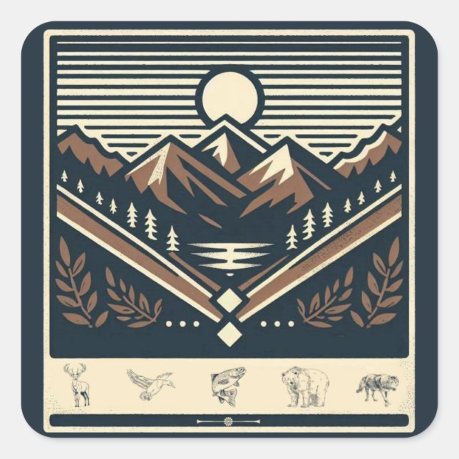 Classic/vintage outdoors/wilderness  square sticker (Front)