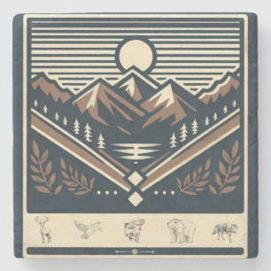 Classic/vintage outdoors/wilderness stone coaster