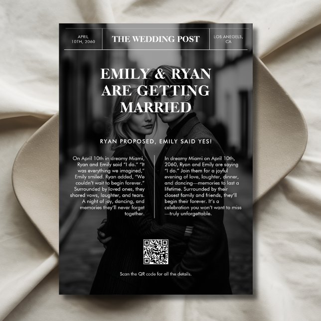 Classic Vintage Overlay Photo Newspaper Wedding Save The Date (Creator Uploaded)