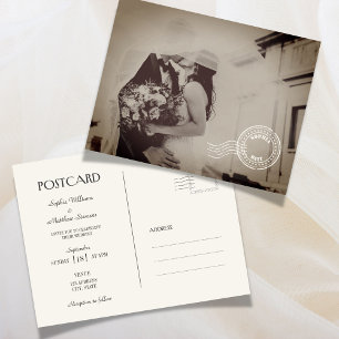 Classic Vintage Photo Wedding Invitation Postcard