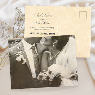 Classic Vintage photo wedding  Invitation Postcard