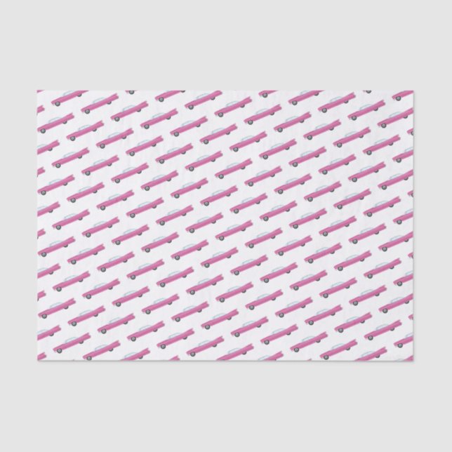 Classic Vintage Pink Car Birthday Party Tissue Paper (Front)