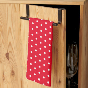 Classic Vintage Polka Dots Red and White Tea Towel