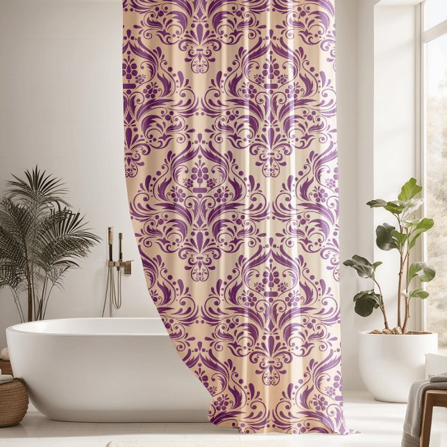 Classic Vintage Purple Damask Shower Curtain (Creator Uploaded)