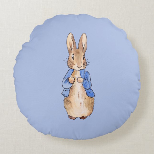 Classic vintage rabbit blue jacket round cushion (Front)