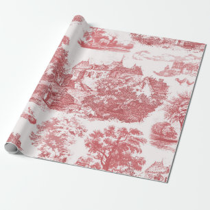 Classic Vintage Red French Chateau Country Toile Wrapping Paper