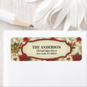 Classic Vintage Red & Gold Poinsettia Floral