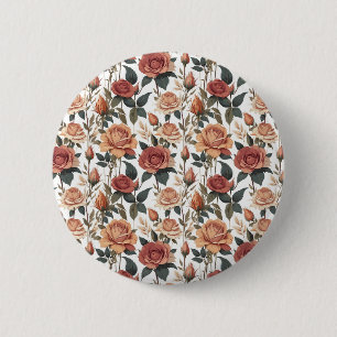 Classic Vintage Red Rose Botanical Garden 6 Cm Round Badge