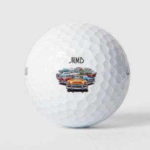 Classic Vintage Retro Car Vehicle Monogram Art Golf Balls