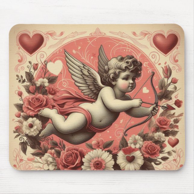 Classic/Vintage/Retro Cupid Valentine's day Mouse Mat (Front)