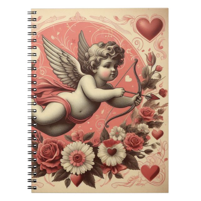 Classic/Vintage/Retro Cupid Valentine's day Notebook (Front)