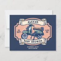 Classic vintage retro motorcycle baby shower