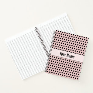 Classic Vintage Retro Polka Dots Pink & Black Notebook