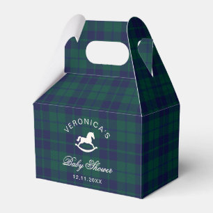 Classic Vintage Rocking Horse Plaid Baby Shower Favour Box