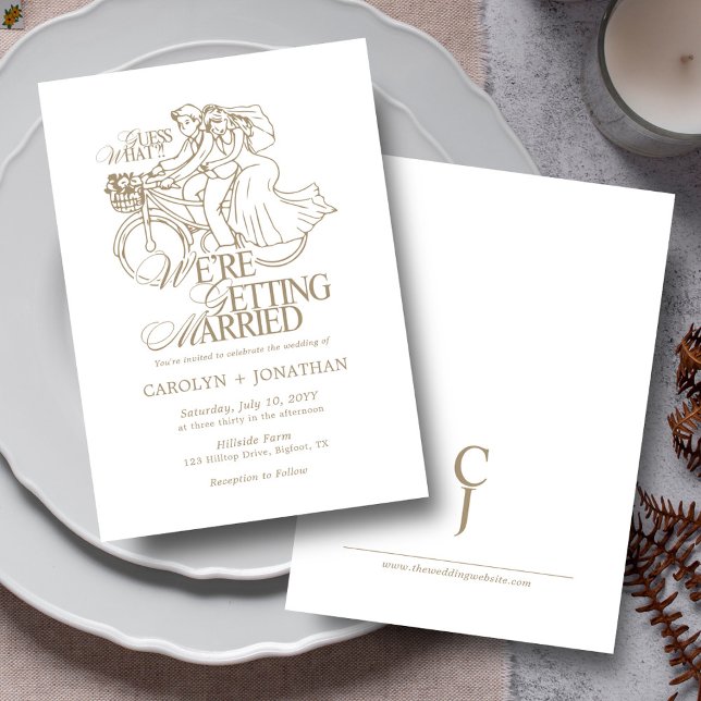 Classic Vintage Rustic Gold Monogram Wedding Invitation (Creator Uploaded)