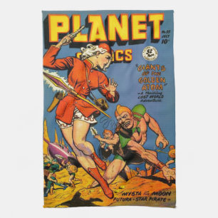 CLASSIC VINTAGE SCI FI COMICS ILLUSTRATION TEA TOWEL