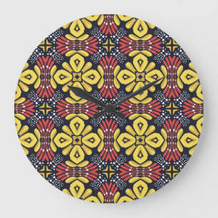 Classic Vintage: Seamless Flower Pattern Large Clock