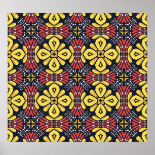 Classic Vintage: Seamless Flower Pattern Poster