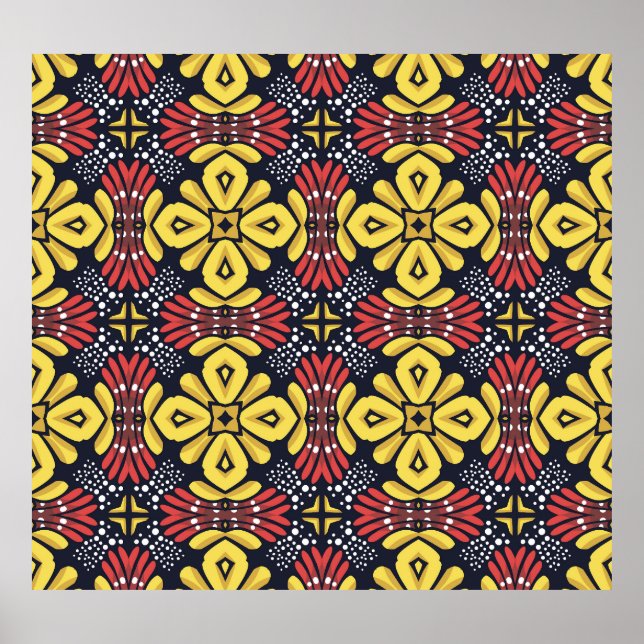 Classic Vintage: Seamless Flower Pattern Poster (Front)