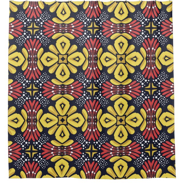 Classic Vintage: Seamless Flower Pattern Shower Curtain (Front)