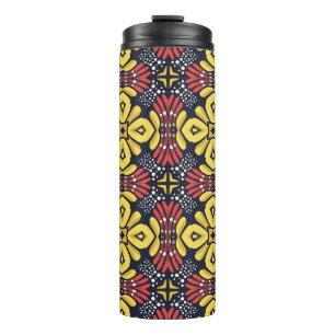 Classic Vintage: Seamless Flower Pattern Thermal Tumbler