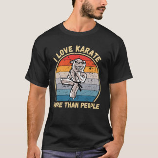 Classic Vintage Shark I Love Karate More Than Peop T-Shirt