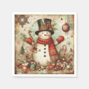 Classic Vintage Snowman Christmas Holiday Party Napkin