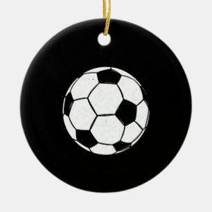 Classic Vintage Soccer Ball Distressed Sports Illu Ceramic Tree Decoration