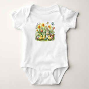 Classic/Vintage spring rabbit/chicken Baby Bodysuit
