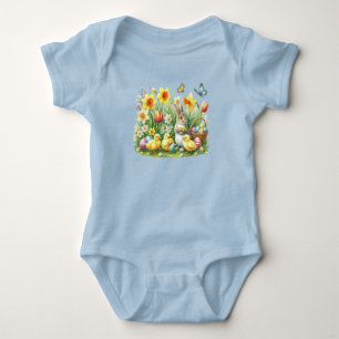 Classic/Vintage spring rabbit/chicken Baby Bodysuit