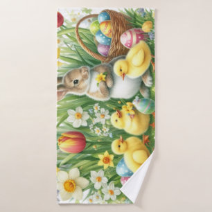 Classic/Vintage spring rabbit/chicken Bath Towel