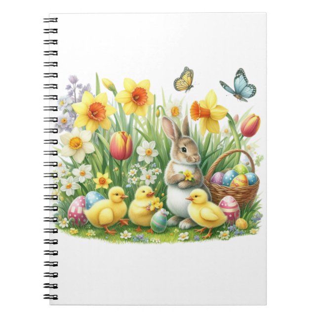 Classic/Vintage spring rabbit/chicken Notebook (Front)