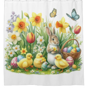 Classic/Vintage spring rabbit/chicken Shower Curtain
