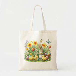 Classic/Vintage spring rabbit/chicken Tote Bag
