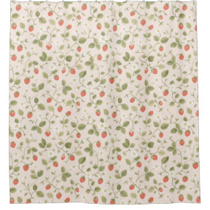 Classic Vintage Strawberry Pattern in Soft Pink Shower Curtain